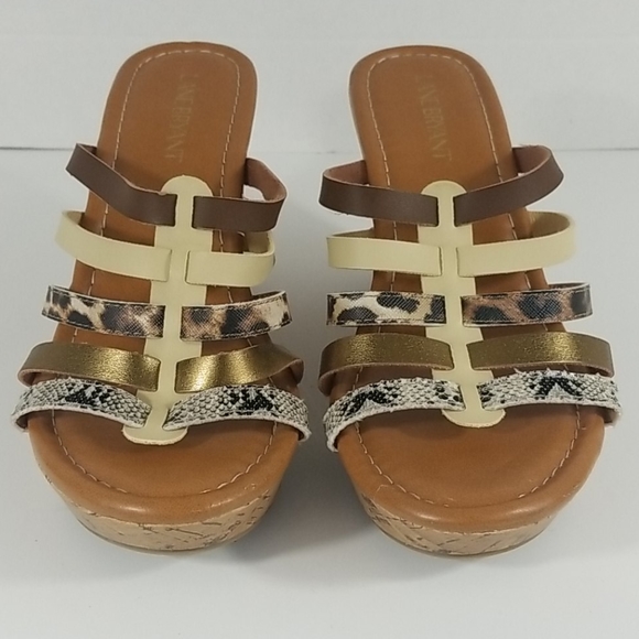 LANE BRYANT ANIMAL PRINT STRAPPY WEDGE SIZE 9W - Picture 3 of 9